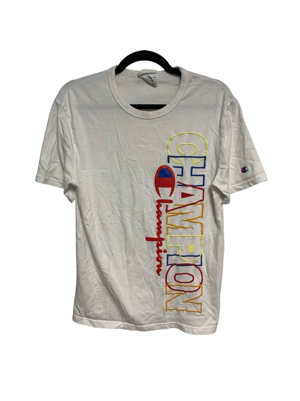 Champion Vintage Y2K Unisex Embroidered Logo Cotton T-Shirt Size Small